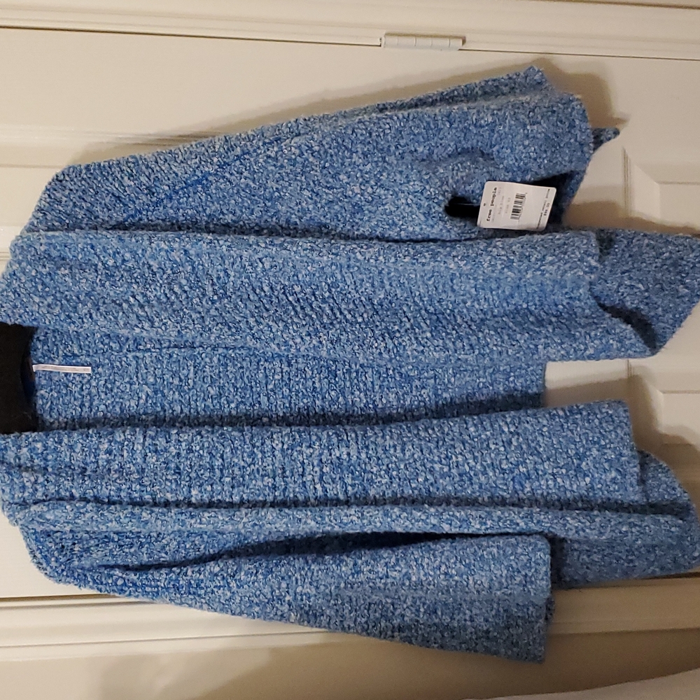 NWT FREE PEOPLE Bff Oversized Open Front Cardigan in Blue - Picture 2 of 8
